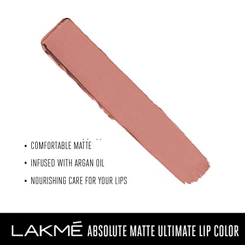 Image of Lakme Absolute Matte Ultimate Lip Color with Argan Oil, Petal Pink, 3.4 g