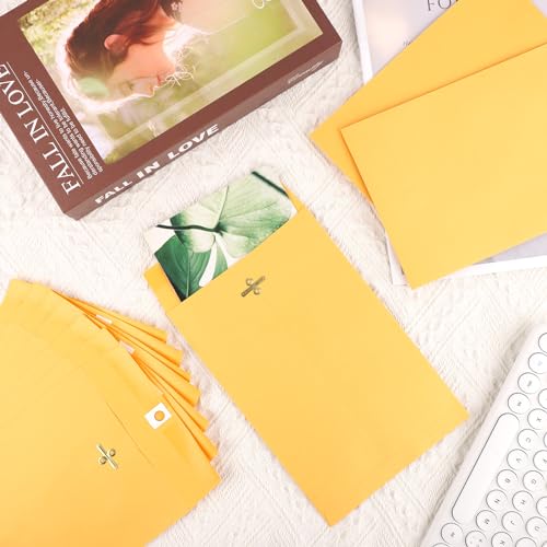 10 Stück Robuste Briefumschlag mit Verschluss, 15,2x22,9cm Großer Kraft Umschlag Dick Manila Umschlag mit Verschluss für Büro Geschäft Schule Zuhause