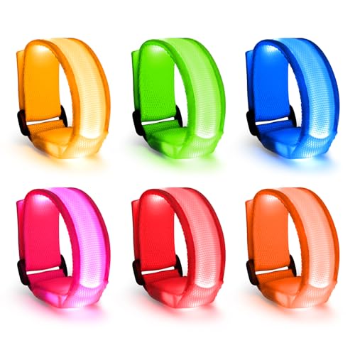 KATELUO Brazalete LED Pulseras Luminosas Fluorescentes, 6 Piezas Pulsera...