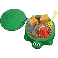 Mini Turtle Sandbox Desk Toy – Soft Sand and Small Tools, Outdoor Play Equipment and Desktop Decor, Stress Relief Novelty Gift for Adults and Kids at Home and Office (Green)