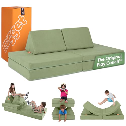 Nugget - The Original Play Couch for Kids - Modular Foam Children's Sofa for Playroom, Imagination, & Creative Open Ended Play - Washable & Convertible Playroom Furniture, Bamboo
