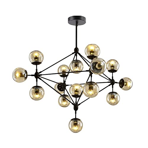 Lustre nordique en verre au design créatif et haut de gamme à 15 têtes lumineuses