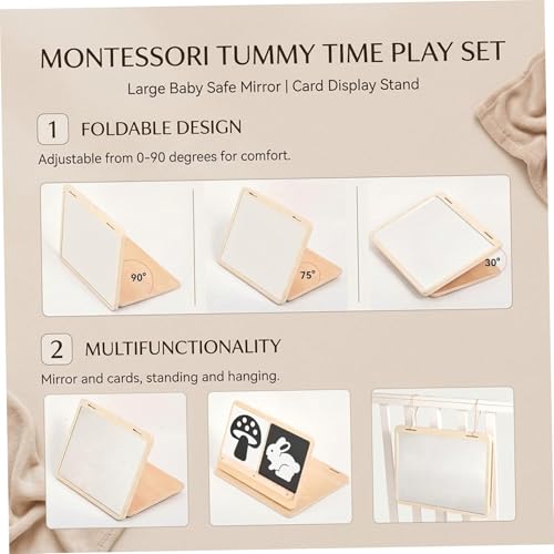 Espejo para bebé con soporte ajustable y tarjetas visuales Montessori 4