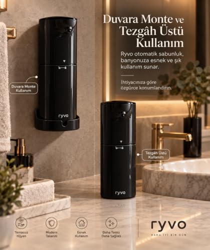 Otomatik Sensörlü Köpük Sıvı Sabunluk- Şarj edilebilir - Led Ekran - Modern ve Şık Tasarım - 350 ml Geniş Hazne - 8 Kademe Ayarı - Sabun Seviye Uyarısı - Duvara Monataj Aparatı (Siyah)