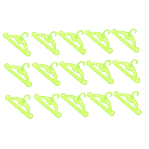 Gogogmee 15 Pcs Green Plastic Doll Clothes Hangers Mini Doll Coat Rack for Christmas Craft Present Accessories Boys and Girls Room Organization