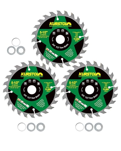 KURSTOL Kreissägeblatt 140 x 20 x 12.7mm - 3 Stück 24 Zähne Sägeblatt für Holz, Kunststoff, Sperrholz, Spanplatten, Mehrschichtplatten