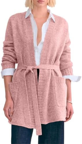 Astylish Womens Open Front Long Sleeve Belted Knit Cardigan Sweat...