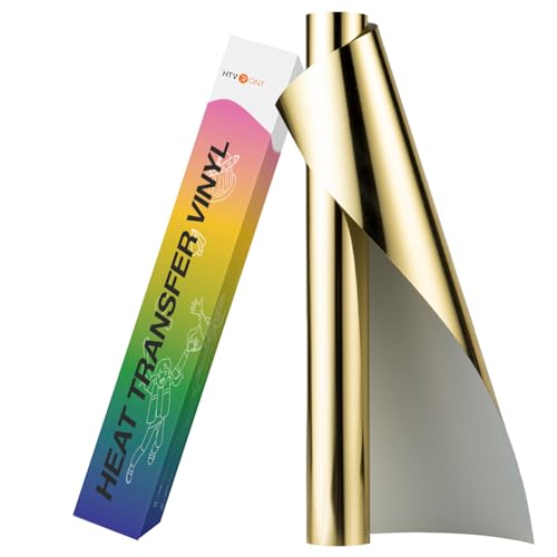 Image of HTVRONT Metallic Gold HTV Vinyl Roll - 12 inch x 8ft Gold Heat Transfer Vinyl for T Shirts, Gold Iron on Vinyl for All Cutting Machine - Easy to Use for Heat Transfer Project (Metallic Gold)