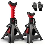 SENKEYFE 3 Ton (6,600 LBs) Jack Stands with Double Pin Locking,Rubber Cover and Large Foot Base,11'-17' Adjustable Height,Heavy Duty Car Jack Stands,Lifting SUV,MPV,Pickup Truck,ATV/UTV,1 Pair