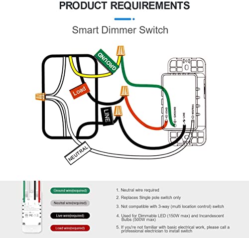 Smart Dimmer Switch, Wifi Light Switch In-Wall Wireless Compatible With Amazon Alexa And Google Home, Timing Function, Suit For 1/2/3/4 Gang Switch Box, Neutral Wire Require Micmi #TOP6
