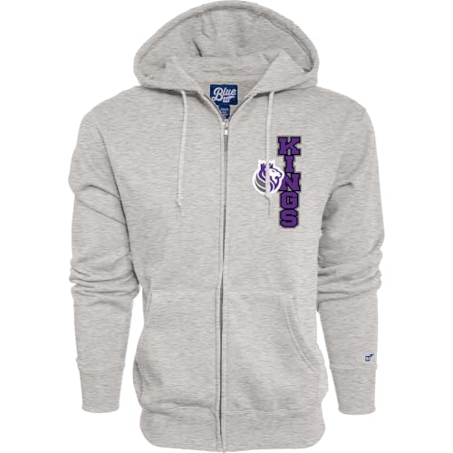 Blue 84 Sacramento Kings NBA Officially Licensed Full Zip Hooded Sweatshirt Iconic, Heather Gray, Large