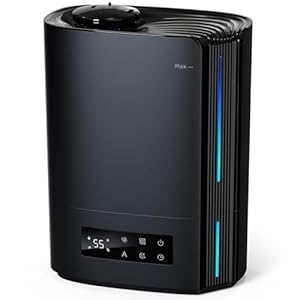 AROEVE 6L Luftbefeuchter Schlafzimmer, Aroma Diffusor, Ultraschall Top-Fill Luftbefeuchter für Baby Kinderzimmer, Pflanzen, 60h leise Raumbefeuchter, intelligente Luftfeuchtigkeitskontrolle, Schwarz