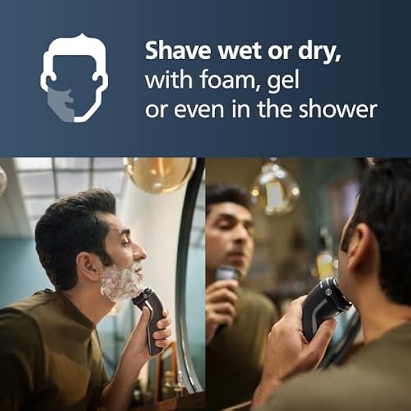 Philips Electric Shaver Series 3000 - сухая и влажная электробритва с технологией SkinProtect черный термотриммер аккумуляторная бритва с дорожным футляром модель S3241 12