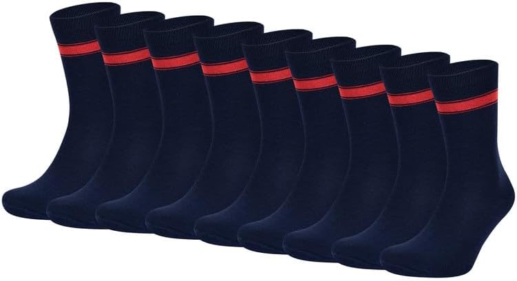 Kv Kendriya Vidyalaya Navy Blue with Red Stripes Calf Length Cotton School Socks for Boys & Girls (Pack of 6 Pairs)
