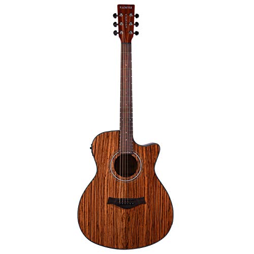 Kadence Acoustica Series Acoustic Electric Guitar - Wooden Acoustic Guitars (Zebra Wood) - Electric Acoustic Guitar With Pickup, Inbuilt Tuner And Bag - Guitar Acoustic For Beginner & Professionals #TOP2