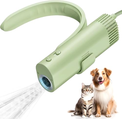 Athem Hundefön Ultraleiser 40dB, Freihändig um den Hals hängend, 200 Millionen Negative Ionen, 150m/s Schnelltrocknend, Blower Hund 8 Einstellbare Einstellungen für Geschwindigkeit & Temperatur