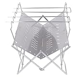 Oreilet Faltbares Grill, Tragbarer Edelstahl -Holzkohlegrill BBQ Stabiles Grundholz Holz für...