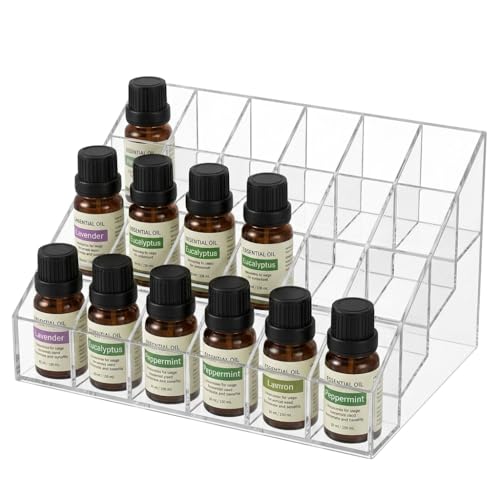 Image of 24Slots Essential Oil Holder,Plastics Essential Oil Storage,for Bottles Perfumes and Nail Polish Shelf,Essential Oil Organizer,Makeup Storage Rack
