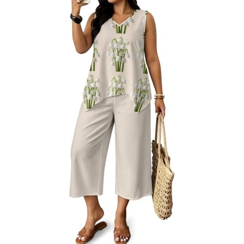 Pantalón pata ancha y top casual en talla grande 3XL para ir cómoda y fresca en verano