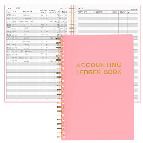 Accounting Ledger Book - A5 Check Register for Small Businesses & Personal Use, Account Book for...