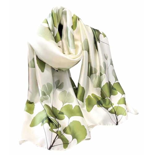 Xyueanlo Scarfs for Women Lightweight Scarves Fashion Print Floral Pattern Head Scarf Wraps Shawls (Leaf green white)