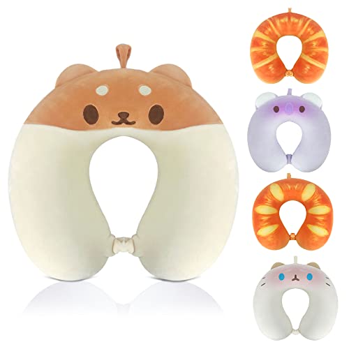 Kids Neck Pillow, Bb Funhouse Comfortable Animal Travel Pillow For Child Boys Girls Lightweight Traveling Pillow For Airplane, Car, Train Journey-Shiba #TOP12