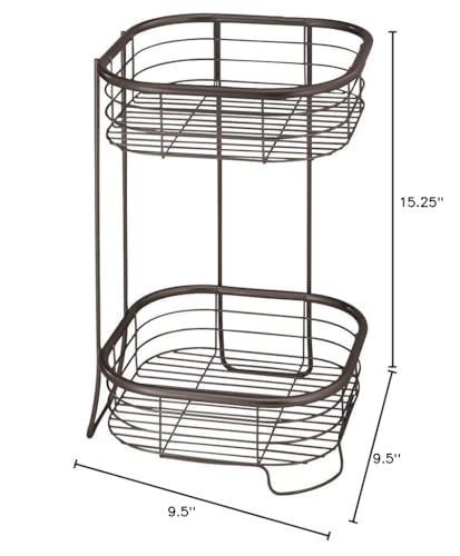 iDesign Forma Free Standing Bathroom or Shower Storage Shelves for Towels, Soap, Shampoo, Lotion, Accessories - 2 Tier, Bronze