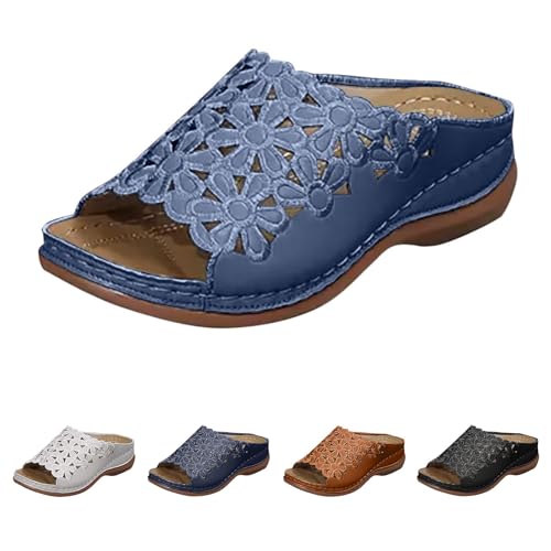 Zapatos con soporte de arco para fascitis plantar, soporte de soporte de suela gruesa, chanclas azul marino, talla 7, sandalias artísticas para mujer, sandalias de agua para mujer, vestido de mujer 6