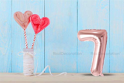 Image of Rozi Decoration 32 inch Inch Rose Gold 7 Number Foil Balloons for 7th Birthday Decoration Items | 7 Number Balloon for Birthday | 7th Anniversary Decoration Items | 7 Number Helium Balloons Pack of 1 Pcs