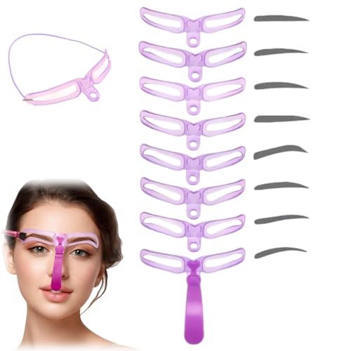 8 Styles Pouple Eyebrow Shaping Kit with Handle Reusable Eyebrow Stencil Template for Beginners DIY Brow Kit for Women Eyebrow Shaper Eye Brow Shaper Kit Eyebrow Stencil Kit Eyebrow Kits for Women