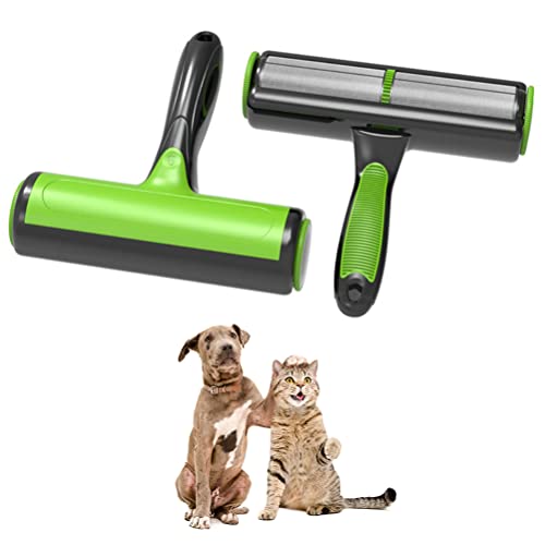 Beswow Pet Hair Remover Lint Roller for Dog Hair and Cat Hair Reusable Pet Hair Lint Brush Pet Hair Collector for Clothes Carpet Sofa Bed Car (Green)