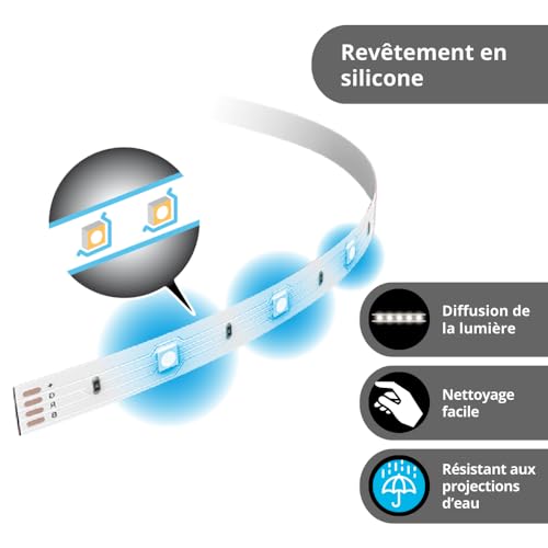 Ruban lumineux LED RVB flexible multicolore extensible décoration maison - 6