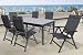 Produktbild Kettler BasicPlus Esstischgarnitur, anthrazit, Alu/Textilene, Tisch 180/240x100cm, 6 Multipositionssessel