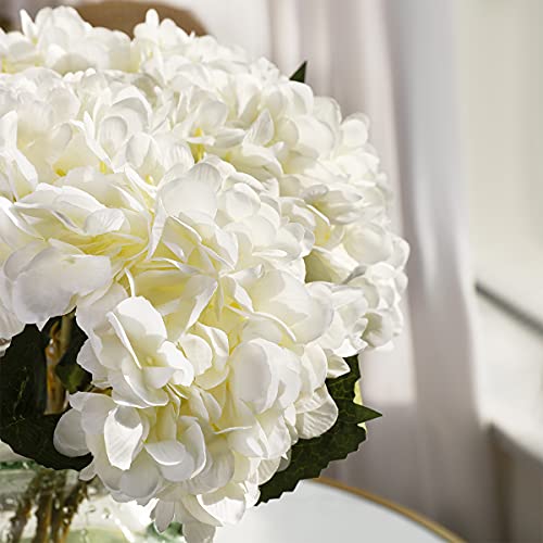 Tifuly 5Pcs Artificial Hydrangea Silk Flower Single Stem Faux Hydrangea Bouquets For Party Wedding Centerpieces Home Decor(White) #TOP3