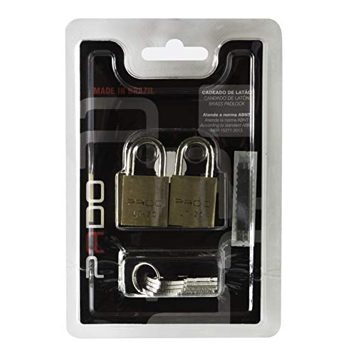 CADEADO SM 2 LT-20MM 4 CHAVES IGUAIS, Pado, 51005513, Dourado