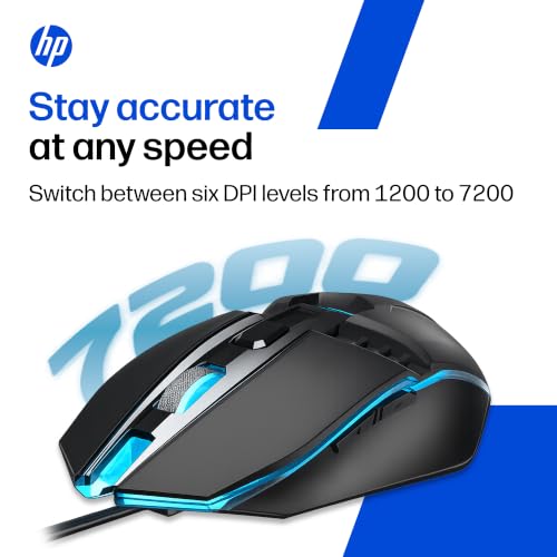 Image of HP M370 Wired Gaming Mouse with RGB Lighting; 7200 DPI; 6 Buttons; Ergonomic Desing for Professional Gamers; 1 Year Warranty; Black; 0.129kg (D69ZRAA)
