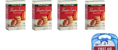 Central Market Pumpkin Spice Sandwich Cookies, 10.6 Oz(pack of 4) with free first aid kit