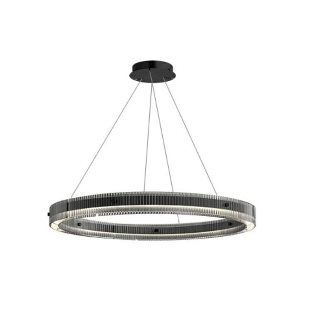 KXEcoLife LED Italian ring glass chandelier, creative light luxury long rainbow for living room villa sample bedroom lamps and lanterns,80cm