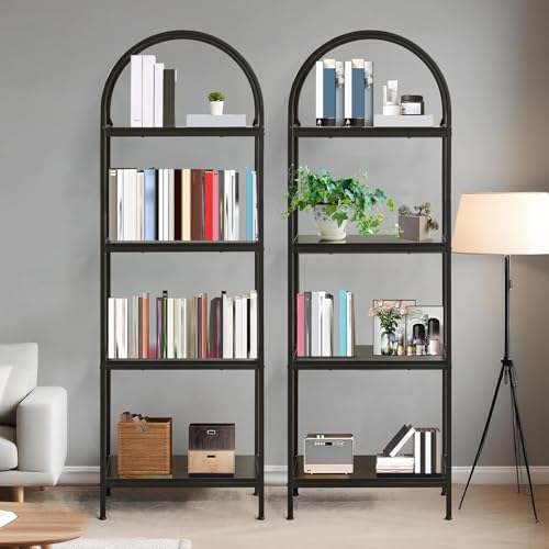 Estantería moderna de 183 cm con acabados premium de madera y perfiles metálicos 4