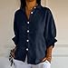 Women Summer Classic Tops Button Down V Neck 3/4 Sleeve Blouse Solid Casual Cotton Linen Fashion Shirts Linen Tunics for Women 2025 Navy 4X