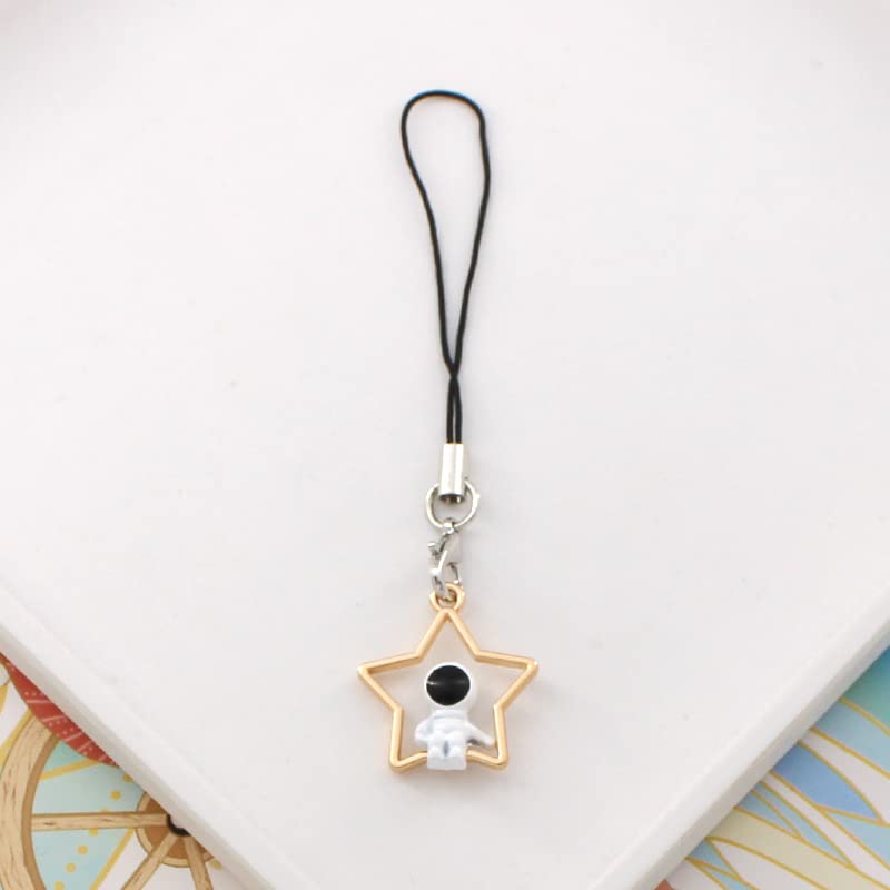 COLORFUL BLING Kawaii Cute Astronaut Space Star Moon USB Stick Lanyard Charm Set Aesthetics Mobile Phone Charm Lanyard Rope Keychain Backpack Chain Girl Women's Gift-A 2PCS