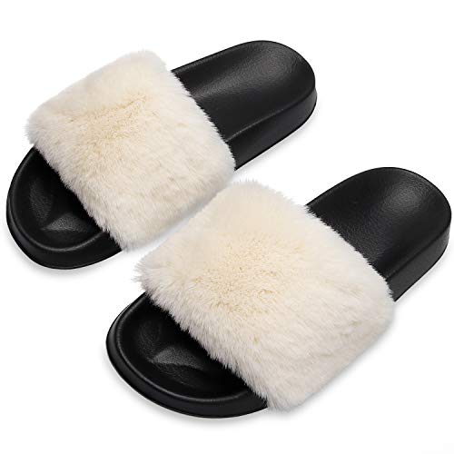 Image of Spesoul Slides for Women Womens Slippers Fur Fuzzy Fluffy for House Bedroom