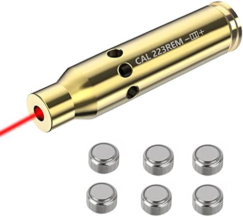 AIMINGMATE Bore Sight Cal Red Dot Boresighter 223 5.56mm Rem Gauge with Two Sets of Batteries
