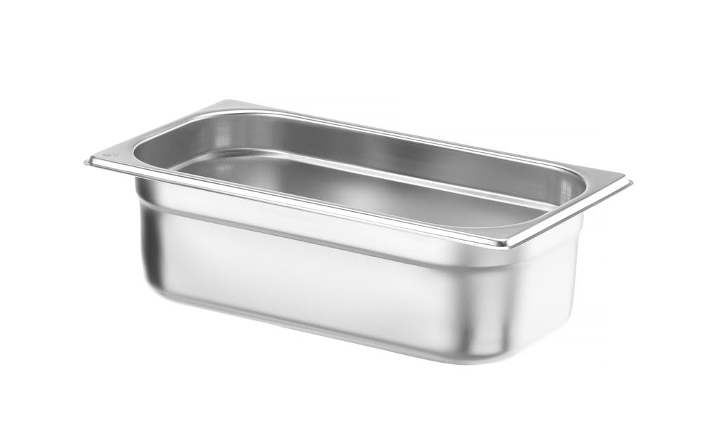 HENDI Contenitore Gastronorm GN 1/3, Budget Line, resistenza termica -40 °C a 250 °C, per forno e bagnomaria, 4L, 325x176x(H) 100mm, acciaio inox