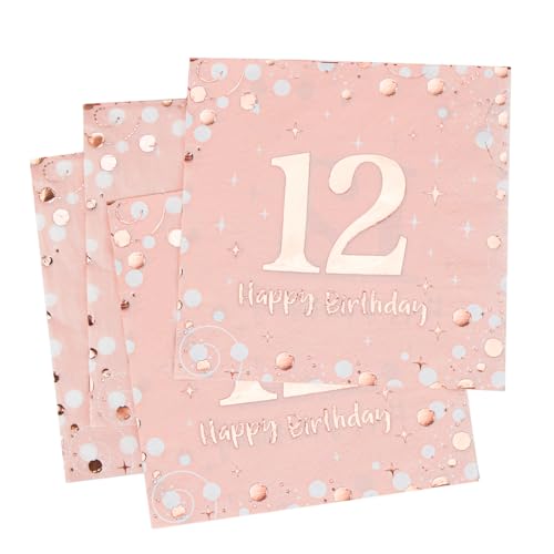 Servietten 12. geburtstag, 30 Stück Rosa Geburtstags Servietten, Happy Birthday 12 Servietten, 3-Lagig Milestone 12 Tischdekoration Papierservietten für mädchen Geburtstag Feiern Party Jubiläum Servietten 12. geburtstag, 30 Stück Rosa Geburtstags Servietten, Happy Birthday 12 Servietten, 3-Lagig Milestone 12 Tischdekoration Papierservietten für mädchen Geburtstag Feiern Party Jubiläum