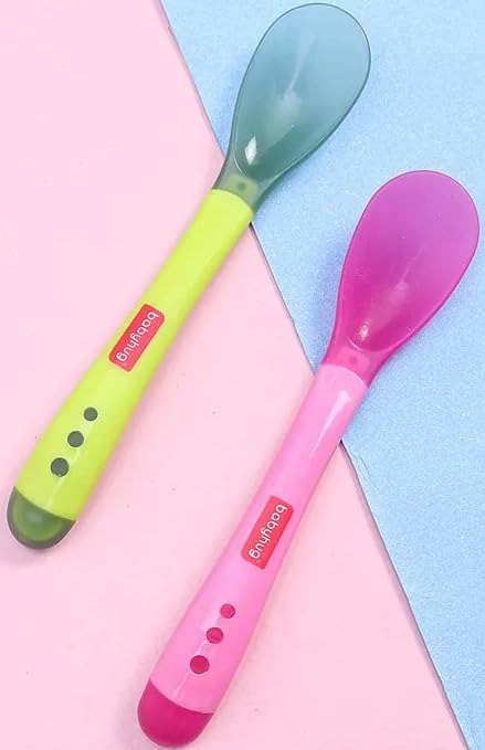 Babyhug Heat Sensitive Spoons Pack of 2 - Green Pink-image-1