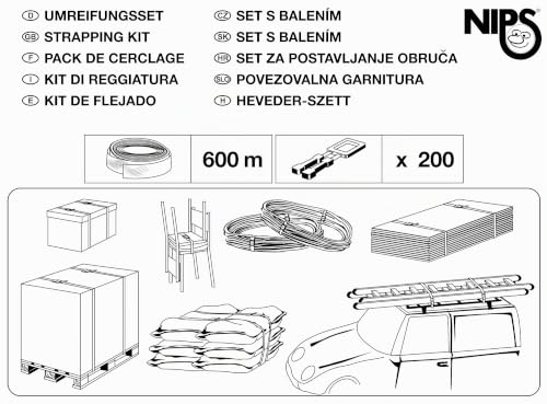 Evite roturas con el juego de flejado NIPS de 600 m y grapas 3