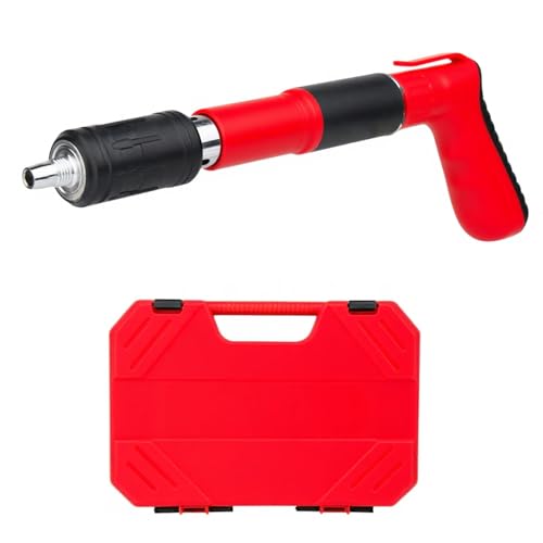 SONEE Concrete Nail Gun Kit, 5 Speed Adjustable Manual Nail Gun for Concrete, Woodworking Decoration Nailer Gun, Wall Fastening Tool (Red)