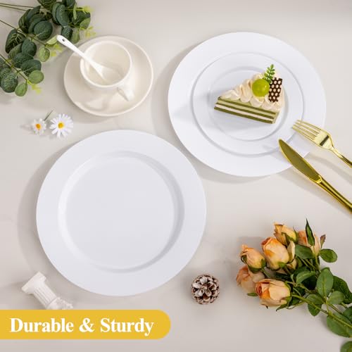 Image of Goodluck 200PCS White Plastic Plates, Heavy Duty Disposable Plates