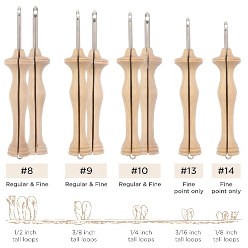 Image of The Oxford Punch Needle Complete Set - 8 Sizes | Ergonomically Designed Natural Wood Handle | Electropolished Steel Tip | Ideal for Punch Needle Rug Hooking